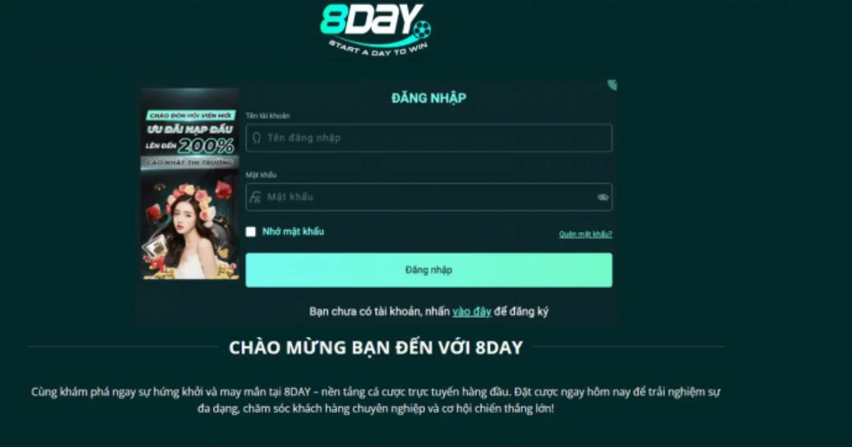 Khắc phục các trường hợp đăng nhập 8Day không thành 